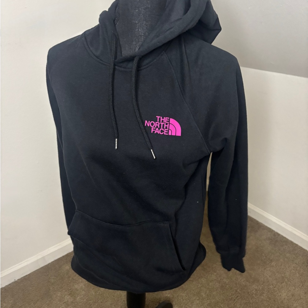 The North Face Black Hoodie with Pink Accents